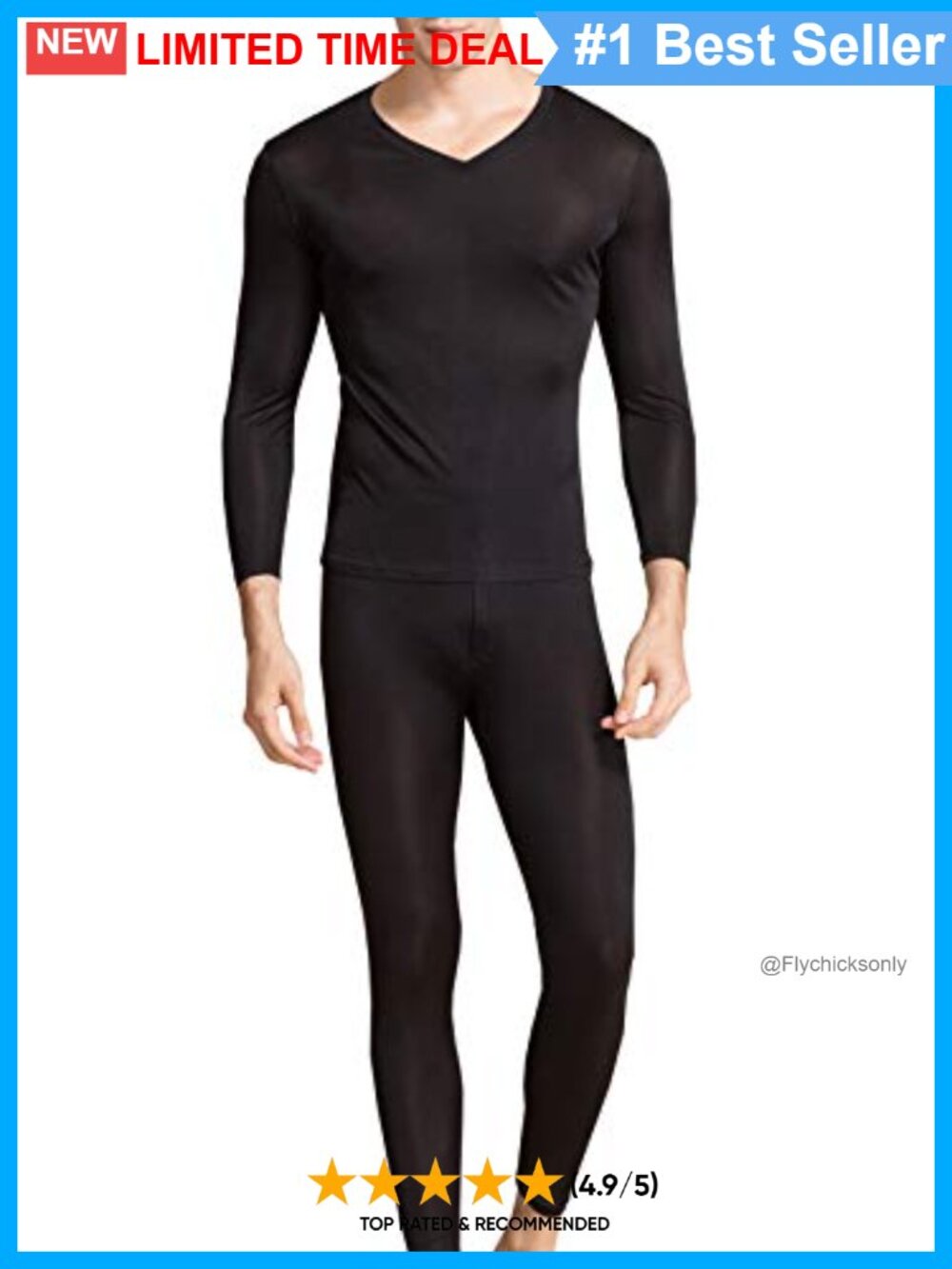 Men's Pure Mulberry Silk Thermal Long Johns V-Neck Base Layer Set